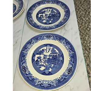 Vintage Willow WARE lot of 2 10inch plate Royal China Underglaze flaw see photo
